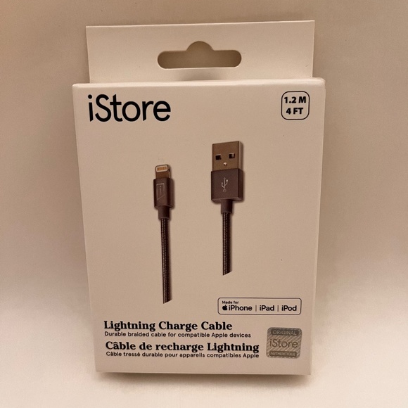 iStore Lightning Charge Cable 4 Foot / 1.2 Meter Space Grey Charge & Sync Cable - Picture 7 of 7